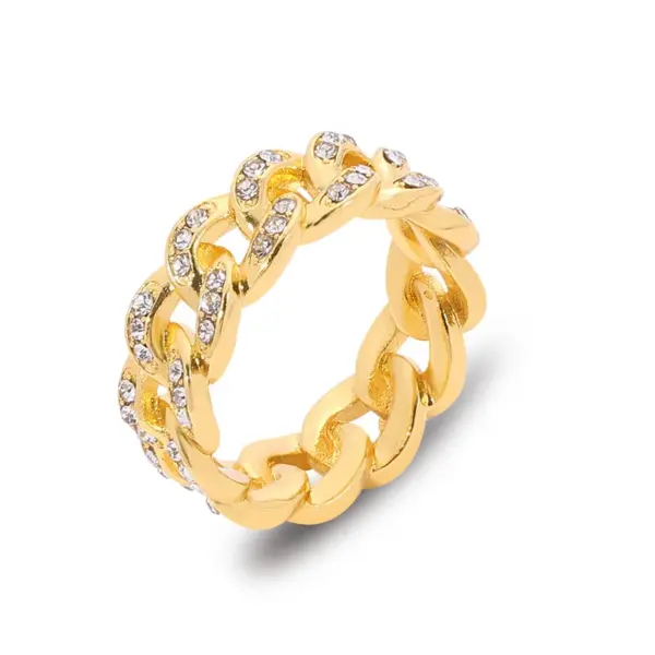 Silver Cuba Chain Iced Out Cocktail Ring - Image 6