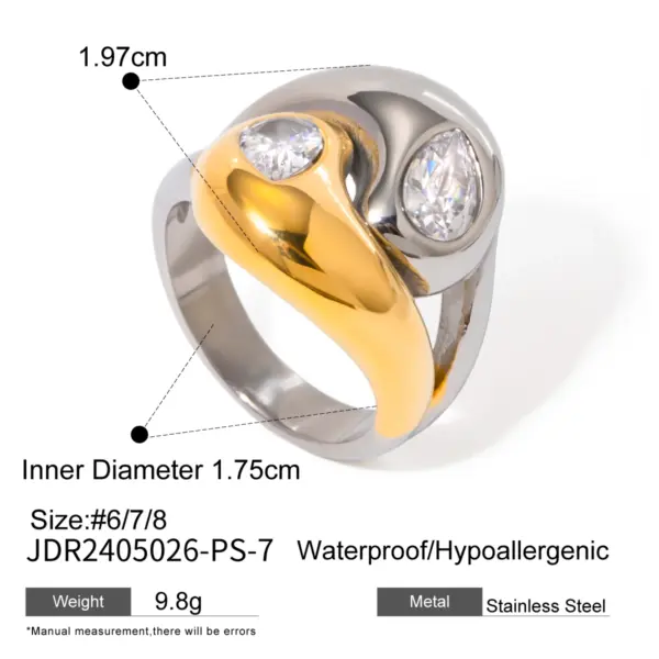 Stainless Steel Zirconia Diamond Ring for Women - Image 8