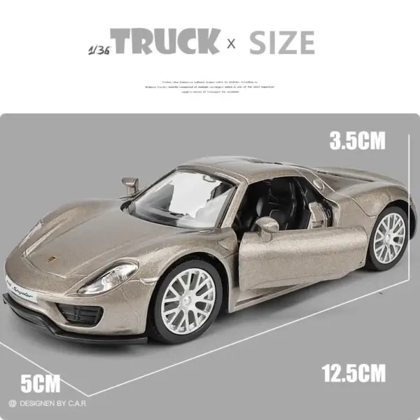 1:36 Porsche 918 Alloy Diecast Car Model - Image 5