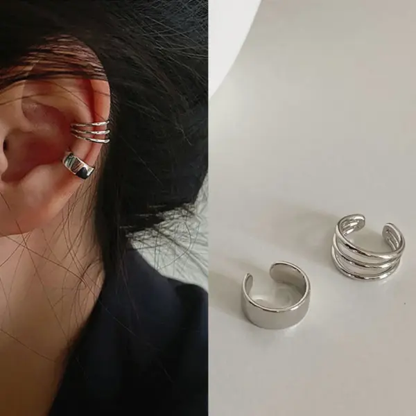 Silver Leaf Clip Earrings Set for Women and Men - Image 7