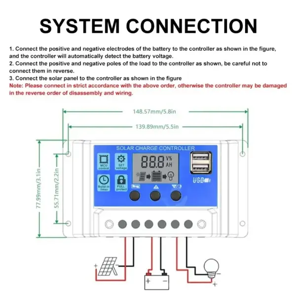 Solar Charge Controller 12V/24V 30A with USB - Image 5
