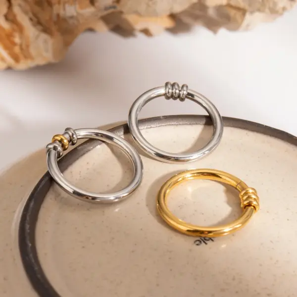 Waterproof Stainless Steel Pendant Hoop Rings - Image 5