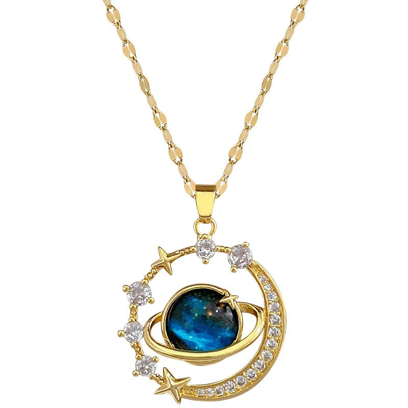 Luxury Zircon Planet Moon Pendant Necklace 6 Luxury Zircon Planet Moon Pendant Necklace - Image 6