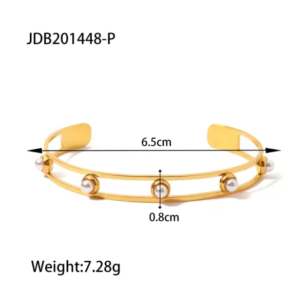 Trendy Stainless Steel Geometric Bangle Bracelet - Image 9