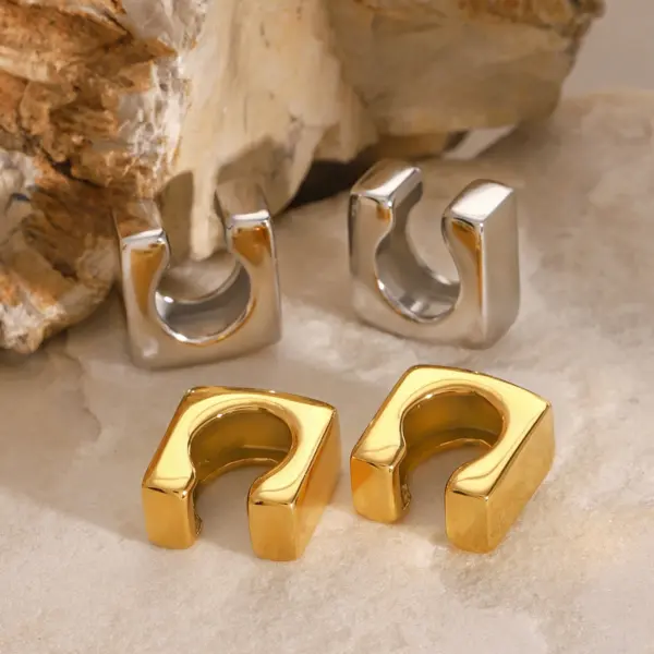 Stainless Steel Square Clip Earrings for Unisex - Image 5