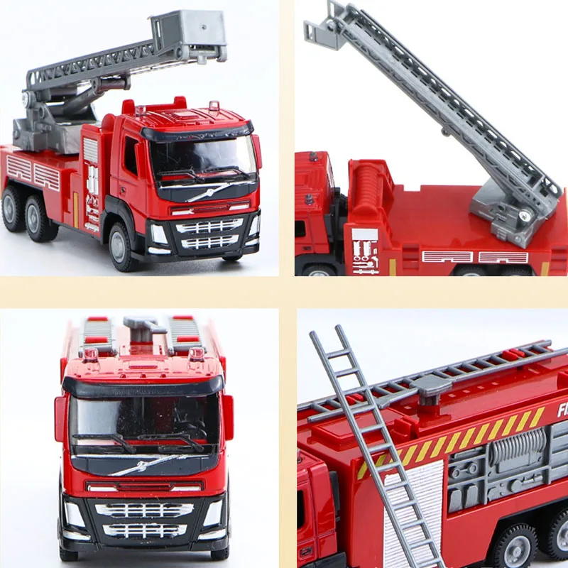 Diecast Alloy 1/50 Scale Fire Truck Model 6 Diecast Alloy 1/50 Scale Fire Truck Model - Image 6