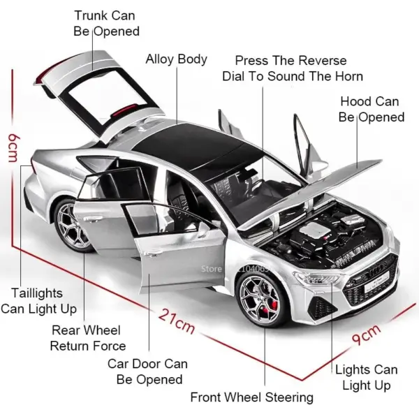 1:24 Scale RS7 Sportback A8 Diecast Model Car - Image 2