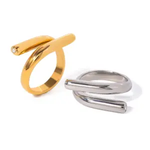 Trendy Gold Stainless Steel Women's Ring