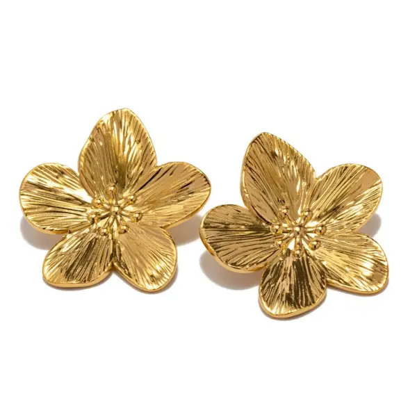 Big Red Flower Stud Earrings for Women - Image 7