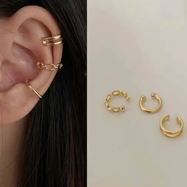Silver Leaf Clip Earrings Set for Women and Men - Image 11