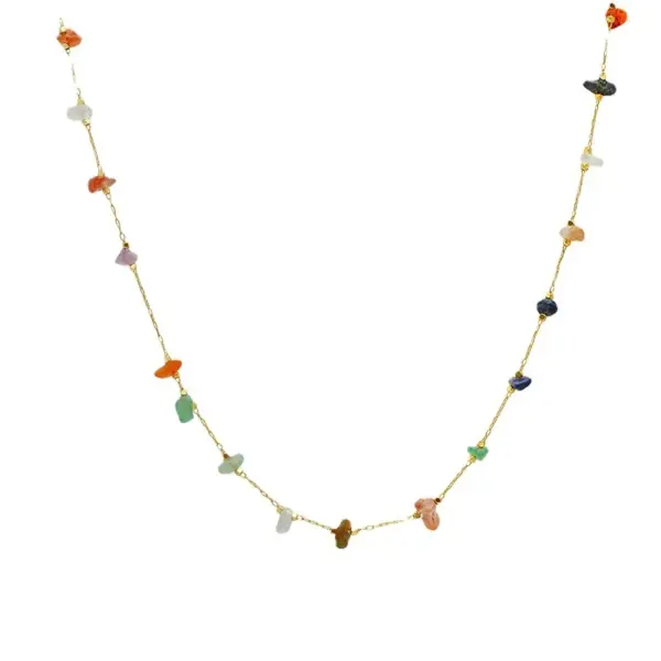 Geometric Acrylic Choker Necklace with Natural Stones - Image 6