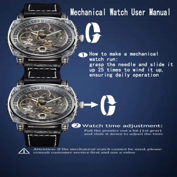 LONGLUX L8071 Retro Mechanical Leather Watch - Image 7