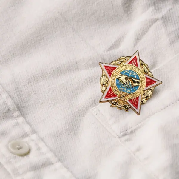 Soviet Red Star Badge Medal Copper Brooch - Image 5