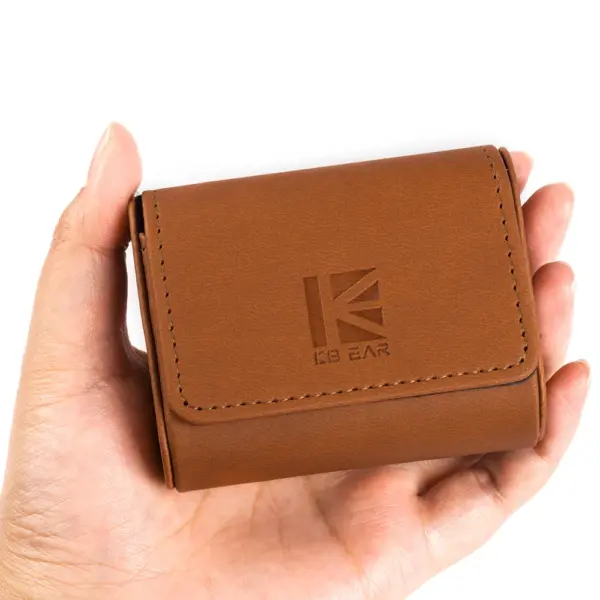 KBEAR Elegant Leather Earphone Case for Earbuds - Image 4