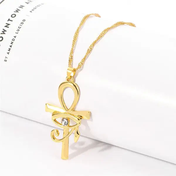 Eye of Horus Gold Ankh Pendant Necklace - Image 5