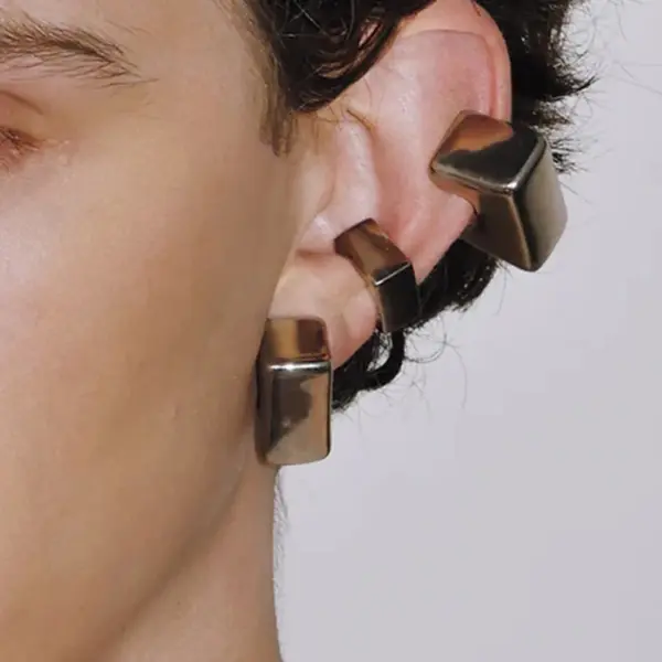 Stainless Steel Square Clip Earrings for Unisex - Image 2