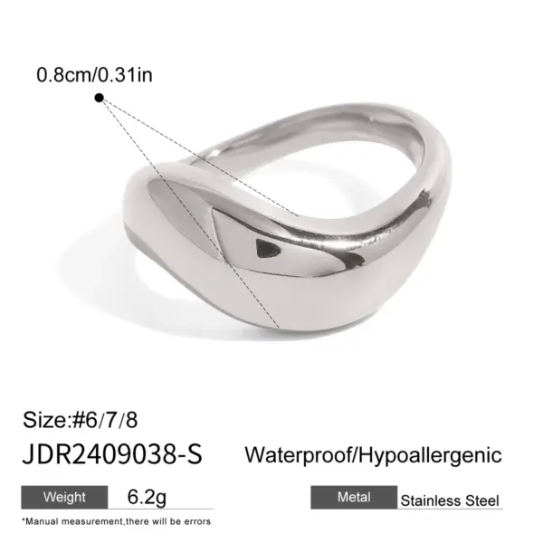 Unisex 18k Gold Stainless Steel Irregular Ring - Image 8
