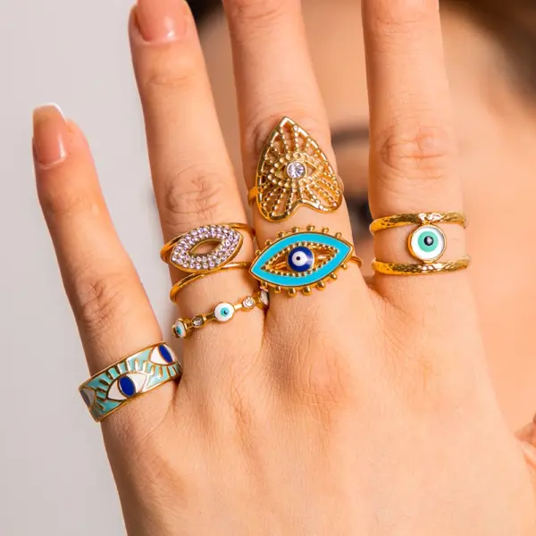 Vintage Evil Eye Stainless Steel Ring for Women - Image 6