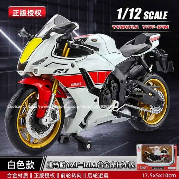 1:12 Scale Yamaha YZF-R1M Diecast Motorcycle Model - Image 5