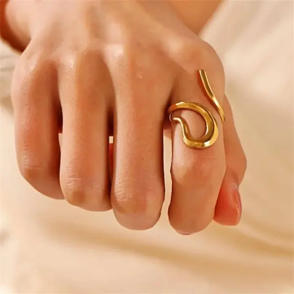 Geometric Adjustable Stainless Steel Rings Set - Image 2