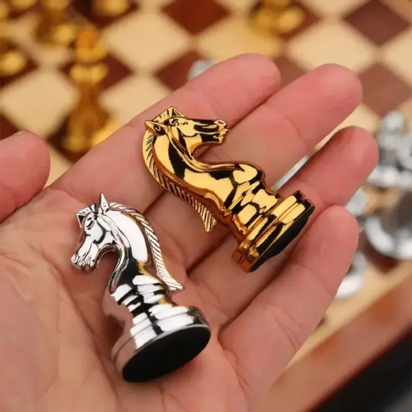 Deluxe Portable Wooden Checkerboard Set 30cm - Image 3