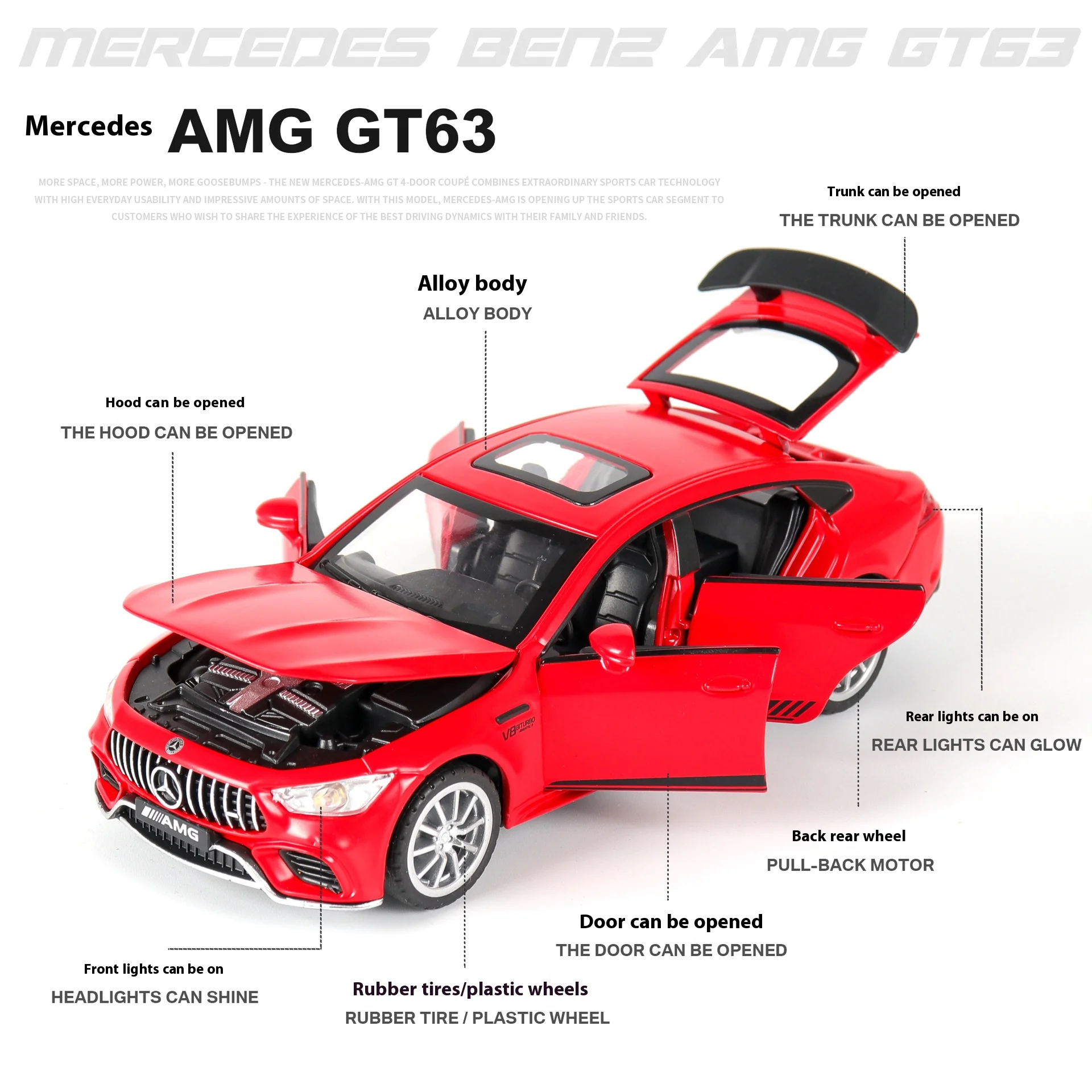 1:32 Mercedes Benz AMG GT63 Diecast Model 2 1:32 Mercedes Benz AMG GT63 Diecast Model - Image 2