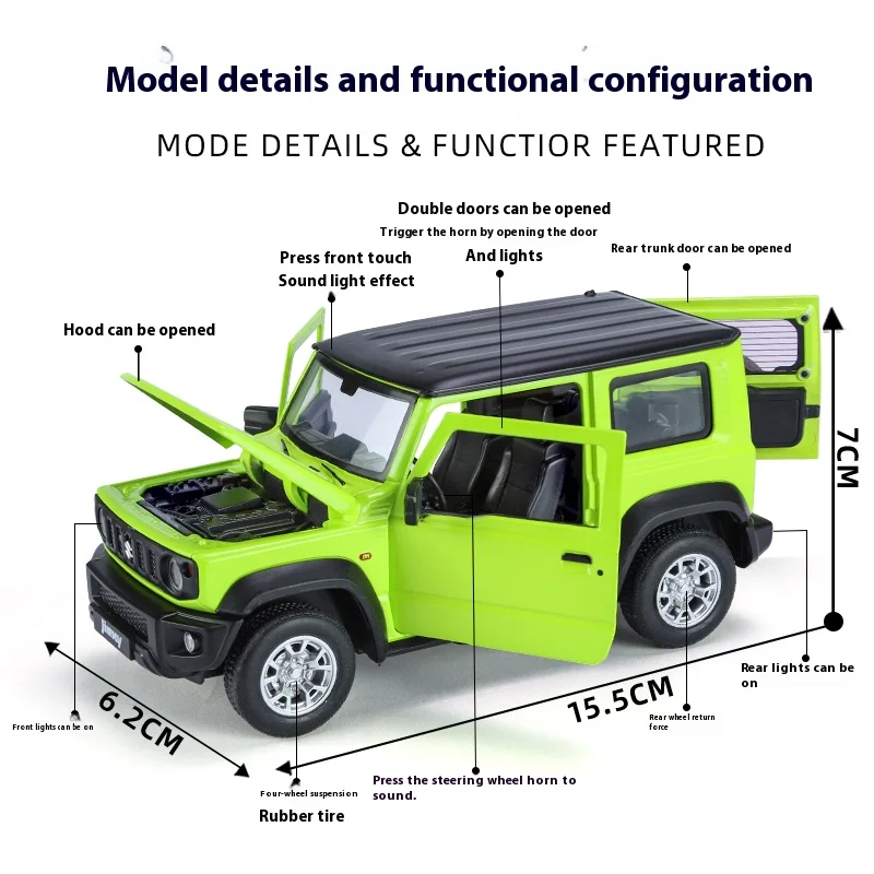 1:24 Suzuki Jimny Diecast Model SUV with Sound 2 1:24 Suzuki Jimny Diecast Model SUV with Sound - Image 2