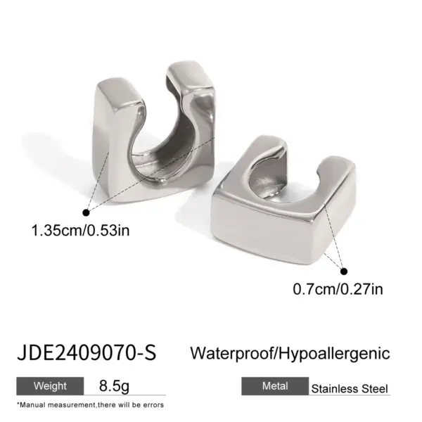 Stainless Steel Square Clip Earrings for Unisex - Image 7
