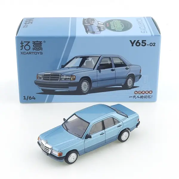 Benz 190E Blue Diecast Model Car 1:64 - Image 7