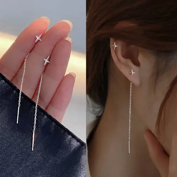 Trendy Drop Earrings with Star Heart Pendants - Image 20