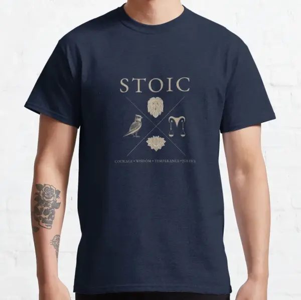 Courage Wisdom Justice Stoicism Graphic Tee - Image 8