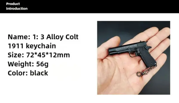 Colt 1911 Mini Alloy Pistol Keychain - Image 5