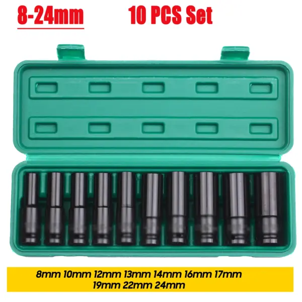 10-Piece 1/2 Inch Drive Metric Impact Socket Set - Image 9