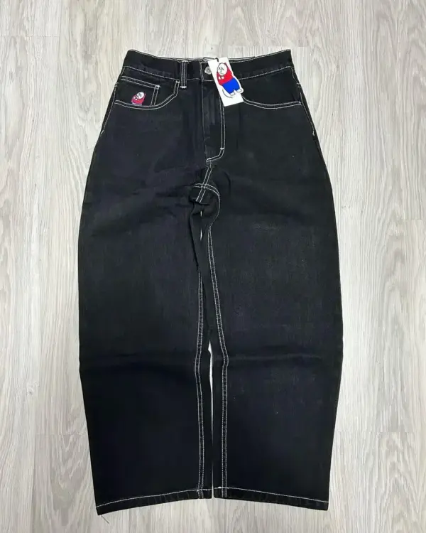 Baggy Cartoon Embroidered Hip Hop Jeans - Image 6