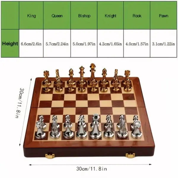 Deluxe Portable Wooden Checkerboard Set 30cm - Image 2