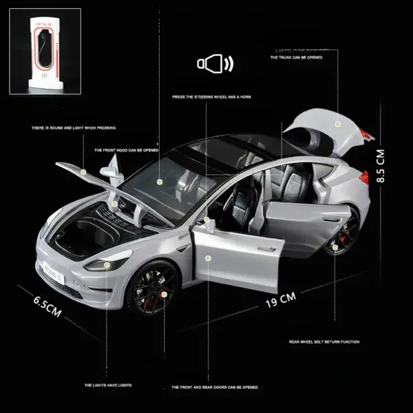 1:24 Tesla Model 3 Diecast Metal Car - Image 4