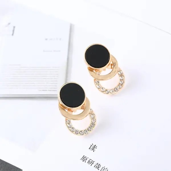 Asymmetrical Black Round Stud Earrings - Image 23