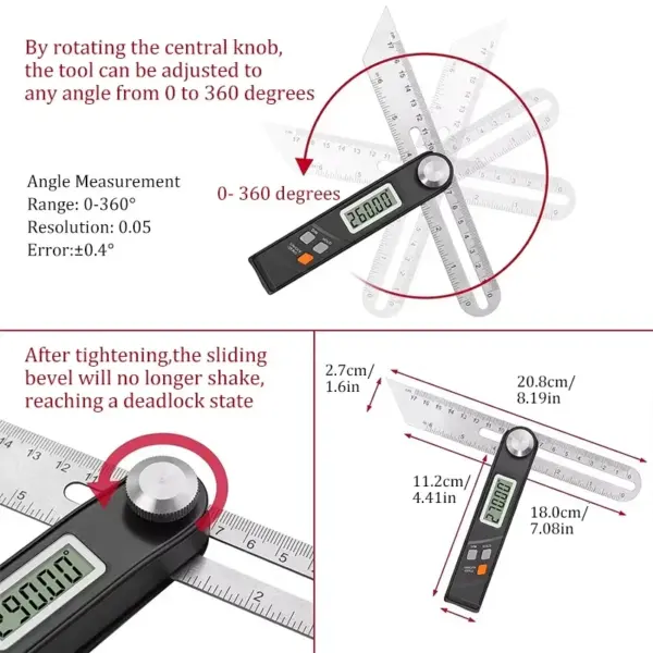 Digital Angle Ruler 360 Degree Protractor Tool - Image 4