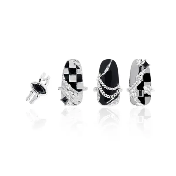 Adjustable Silver Nail Armor Ring Set - Image 10