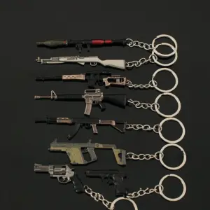 Mini Metal Gun Keychain for Collectors