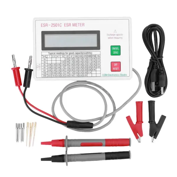 ESR Capacitor Tester with Test Leads and Battery - Image 2
