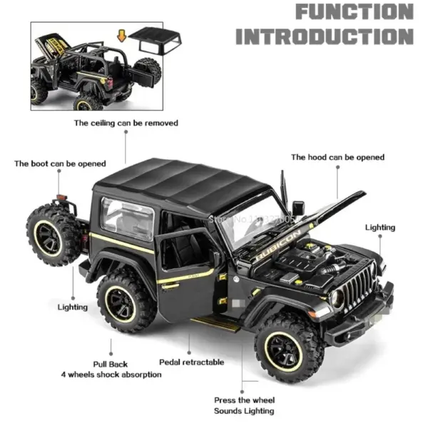 1/32 Wrangler Rubicon Alloy Diecast Model Car - Image 2