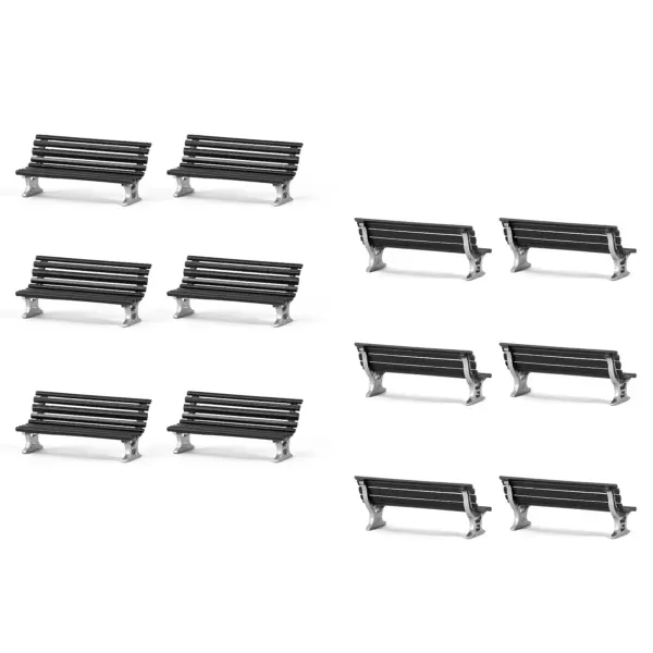 HO Scale 1/87 Garden Park Benches Set - Image 7