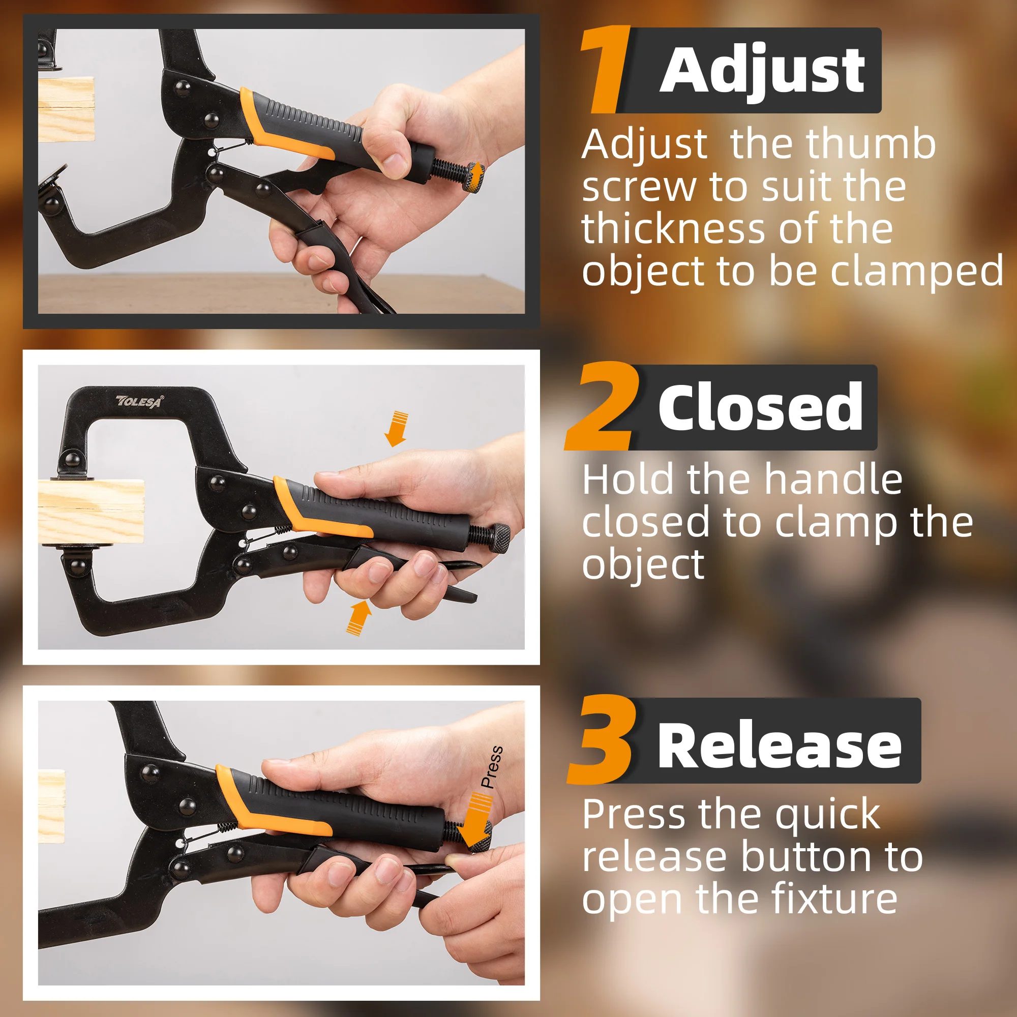 TOLESA 6 Inch Heavy Duty Metal Face Clamp 6 TOLESA 6 Inch Heavy Duty Metal Face Clamp - Image 6