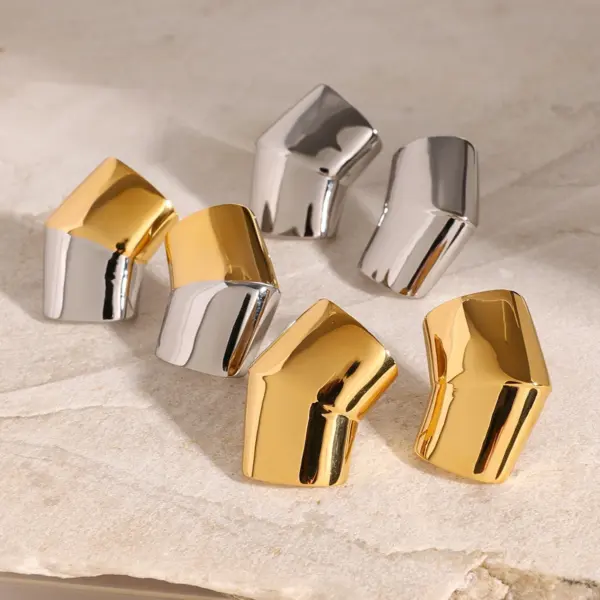 Geometric Stainless Steel Stud Earrings - Image 4