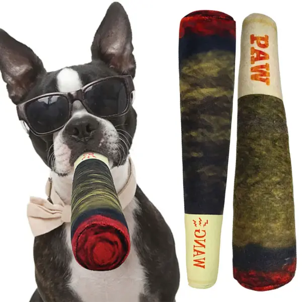Plush Cigar Squeaky Dog Toy for All Breeds - Image 2