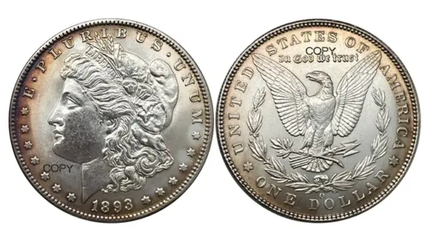 1893 O Morgan Silver Plated Commemorative Coin - Image 8