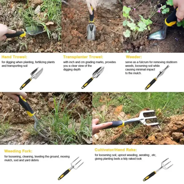 Ergonomic Garden Tool Set with Gloves - Image 3