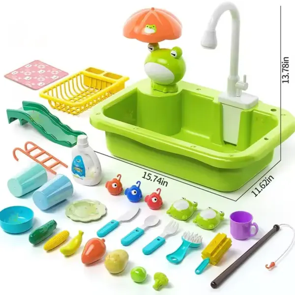Kids Kitchen Sink Playset with Water Toys - Image 6