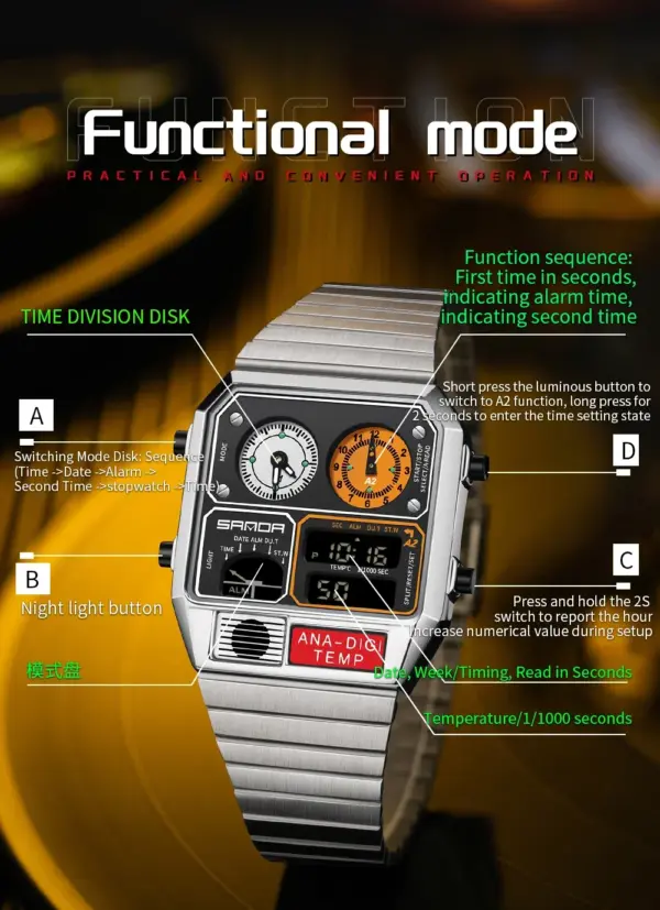 SANDA 3192 Digital Thermometer Stopwatch Watch - Image 4